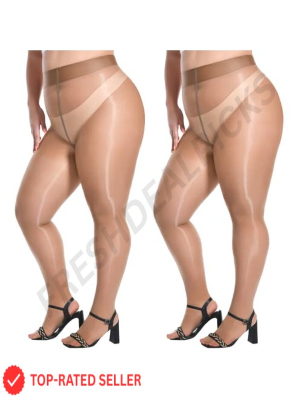 Plus Size Oil Shiny Sheer Pantyhose High Waist Shimmer Nylon Silky Tights